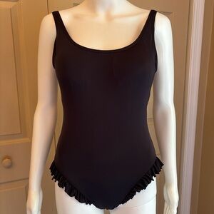 Michael Kors Black One-Piece Swimsuit with Ruffle Trim